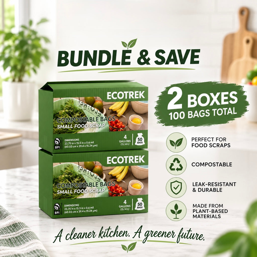 VALUE BUNDLE COMPOSTABLE BAGS– 2 Boxes of Small Food Scrap Bags (4 Gal / 15.14 L) – 100 Bags Total